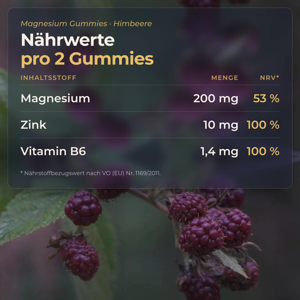 Magnesium-Gummies Nährwerte: Magnesium, Zink, Vitamin B6