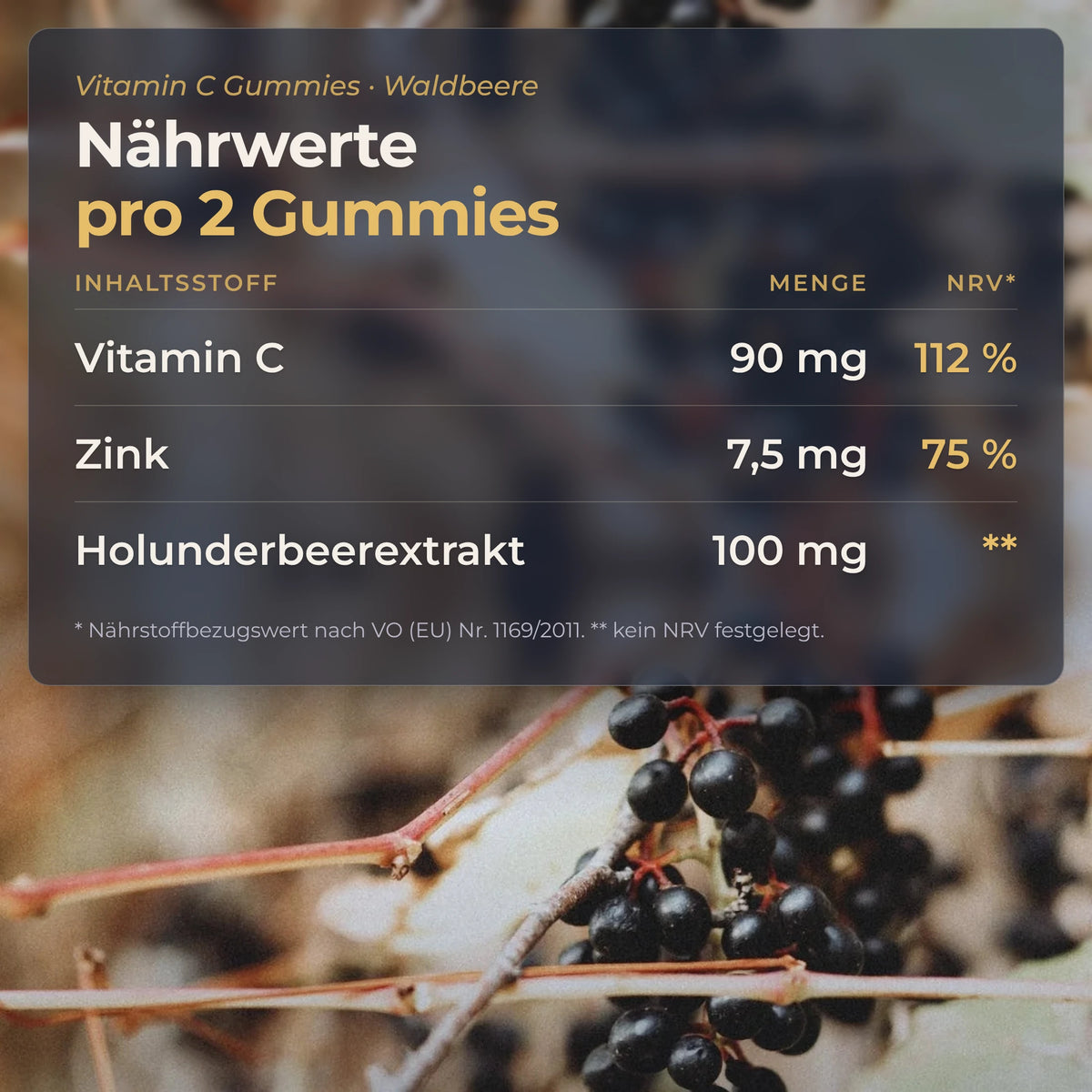 Vitamin-C-Gummies Nährwerte: Vitamin C, Zink, Holunderbeerextrakt