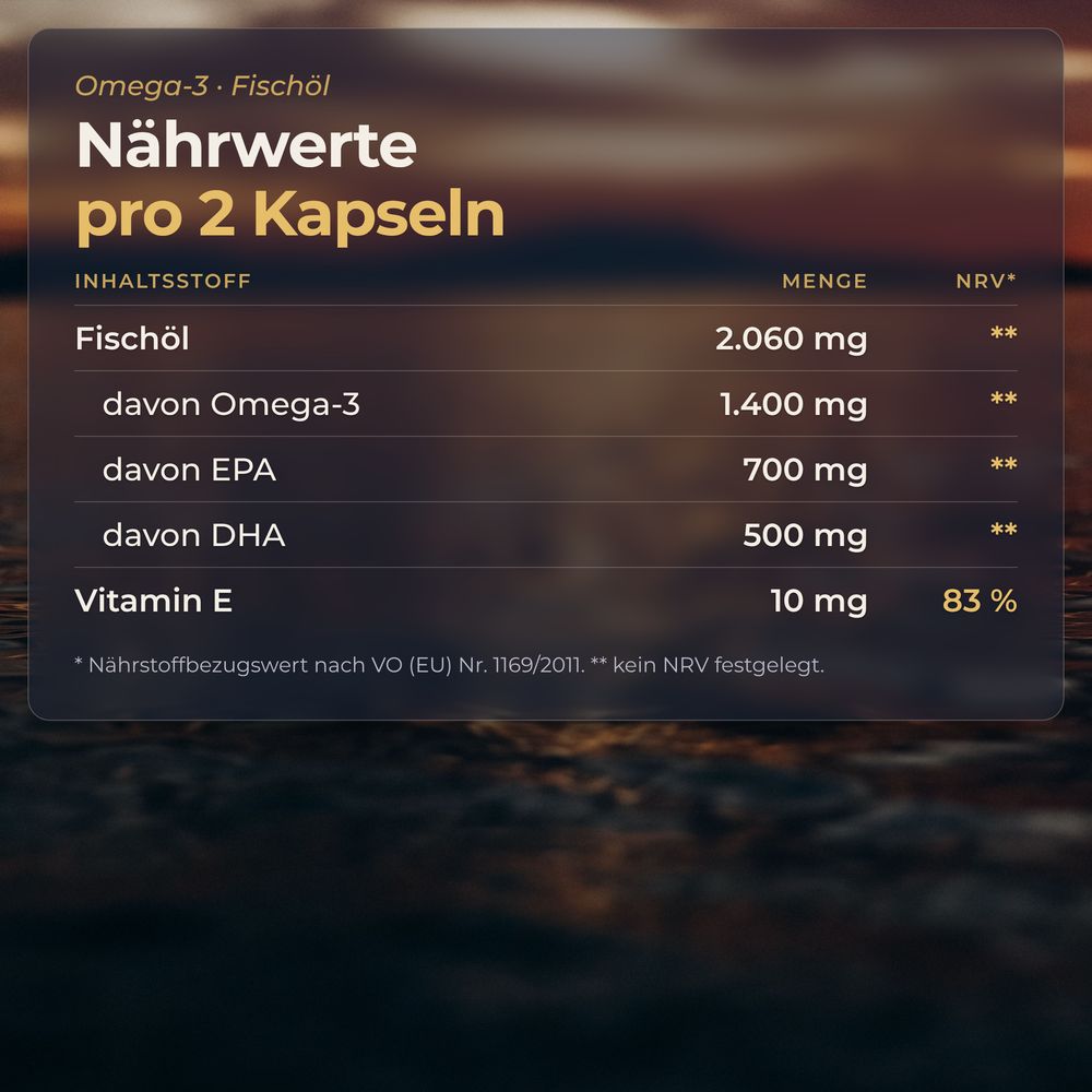 Omega-3 Kapseln: Nährwerte pro Tagesportion